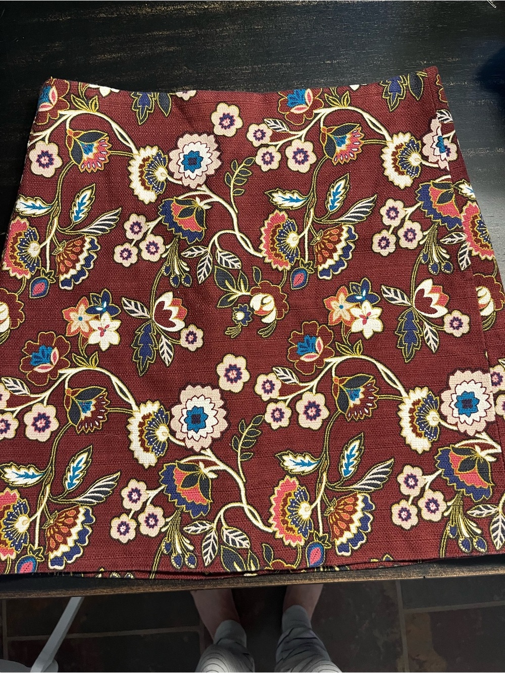 LOFT Burgundy Floral tapestry Mini Skirt